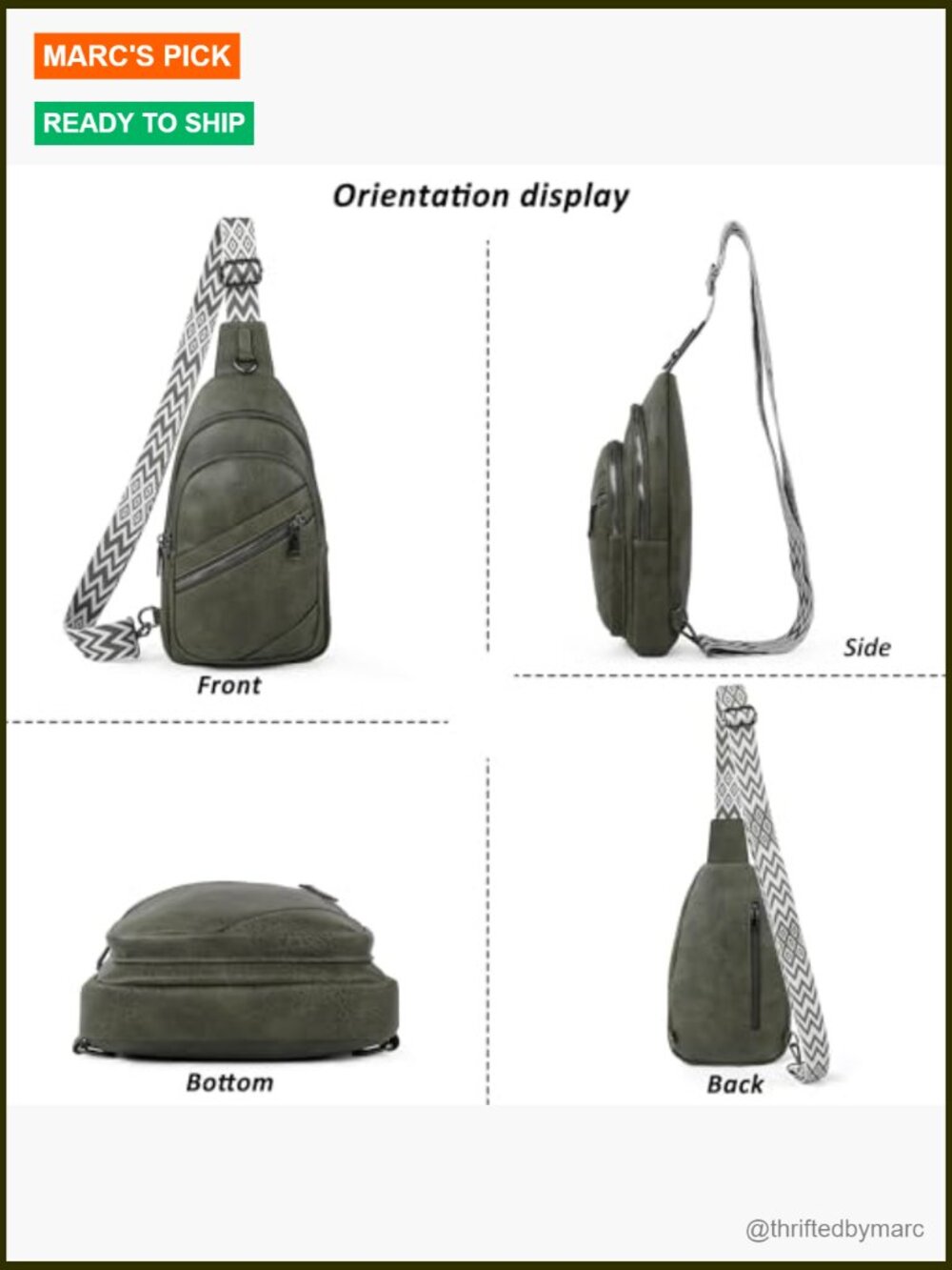 Leather Crossbody Sling Bag Adjustable Strap Travel Purse Fanny Pack - Picture 6 of 6